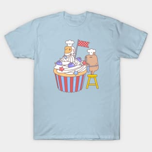 Bubu and Moonch, Guinea pig and Capybara Making Cupcake T-Shirt